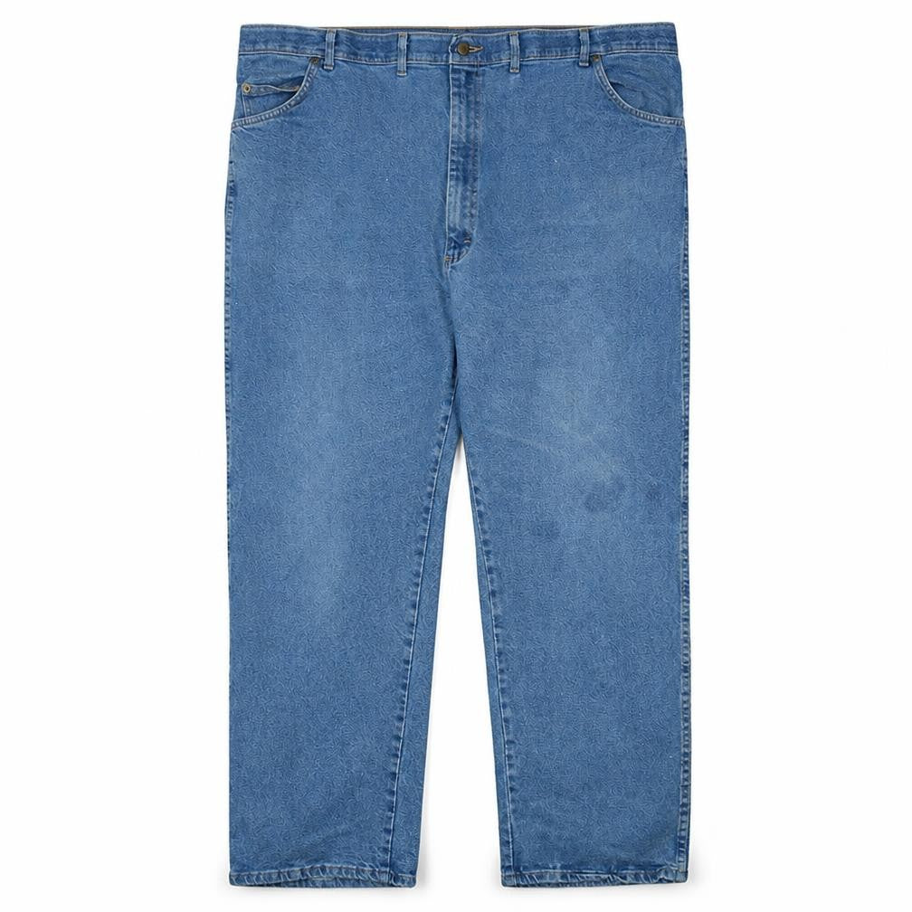Front view of Wrangler Men's Blue 38x32 Regular Fit Straight Denim Jeans