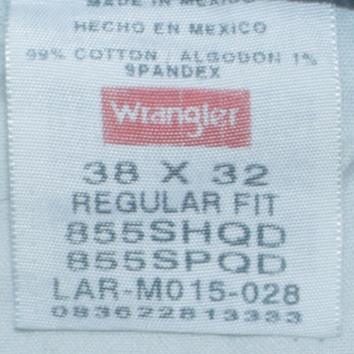 Wrangler Men's Blue 38x32 Regular Fit Straight Denim Jeans
