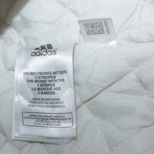 Adidas Womens White Parka Coat Size 12 Hooded Faux Fur Trim Long Winter Jacket