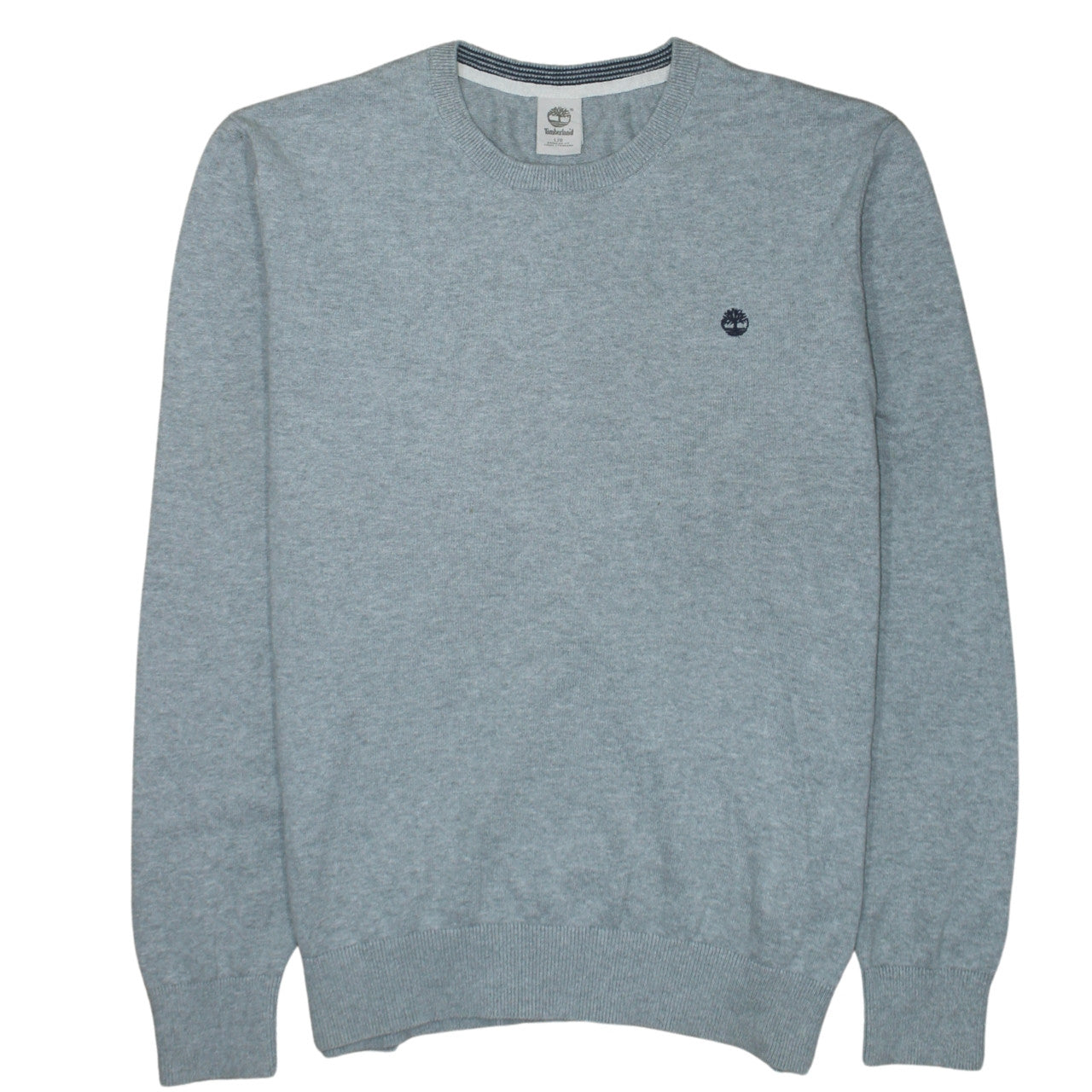 Timberland Men's Grey Cotton Crew Neck Jumper Size L Regular Fit