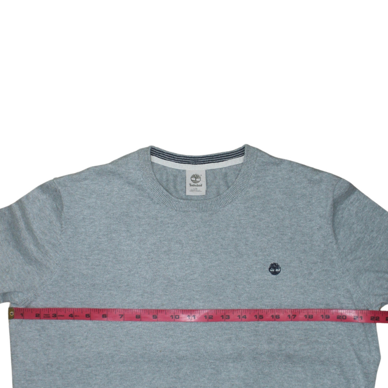 Timberland Men's Grey Cotton Crew Neck Jumper Size L Regular Fit