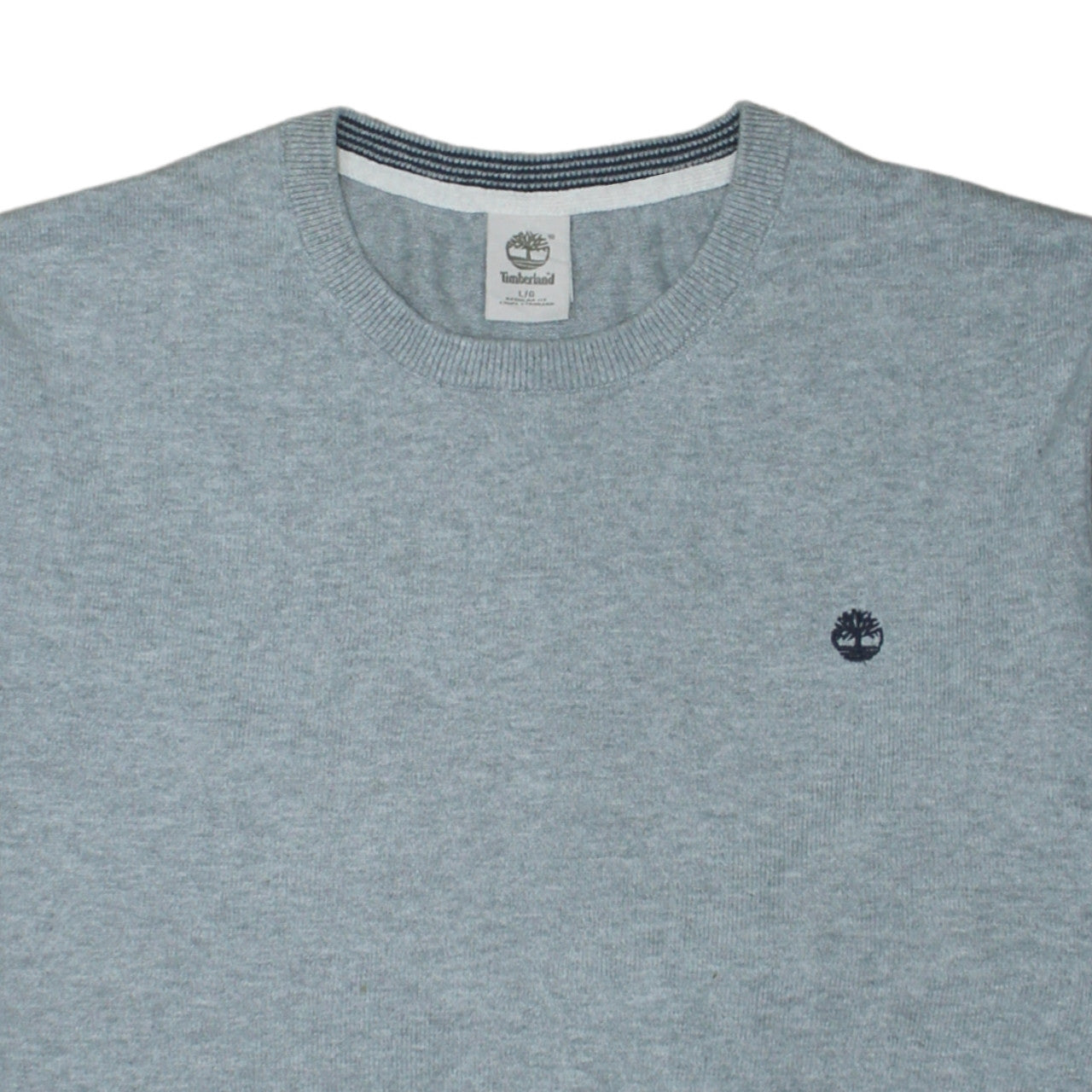 Timberland Men's Grey Cotton Crew Neck Jumper Size L Regular Fit