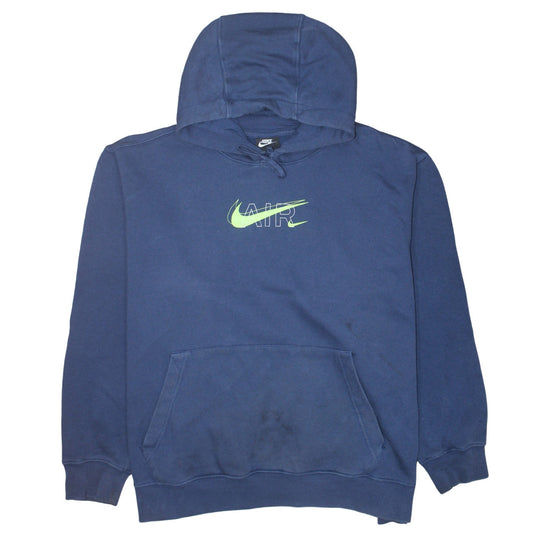 Nike Men Blue 2XL Pullover Hoodie AIR Logo Sports Sweatshirt