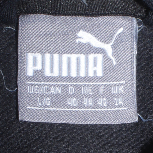 Puma Womens Black Full Zip Hoodie Size 14 Graphic Logo Sweatshirt