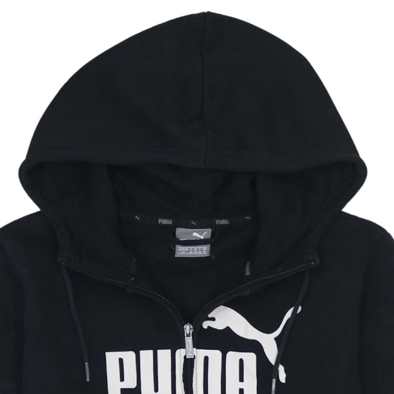 Puma Womens Black Full Zip Hoodie Size 14 Graphic Logo Sweatshirt