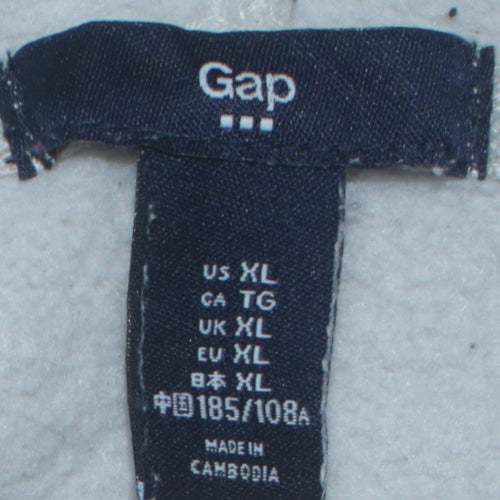 GAP Mens Grey XL Pullover Hoodie Fleece Logo Sweatshirt