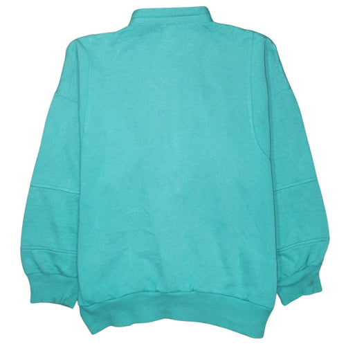Puma Men's Green Henley Sweatshirt M Vintage Fleece Pullover