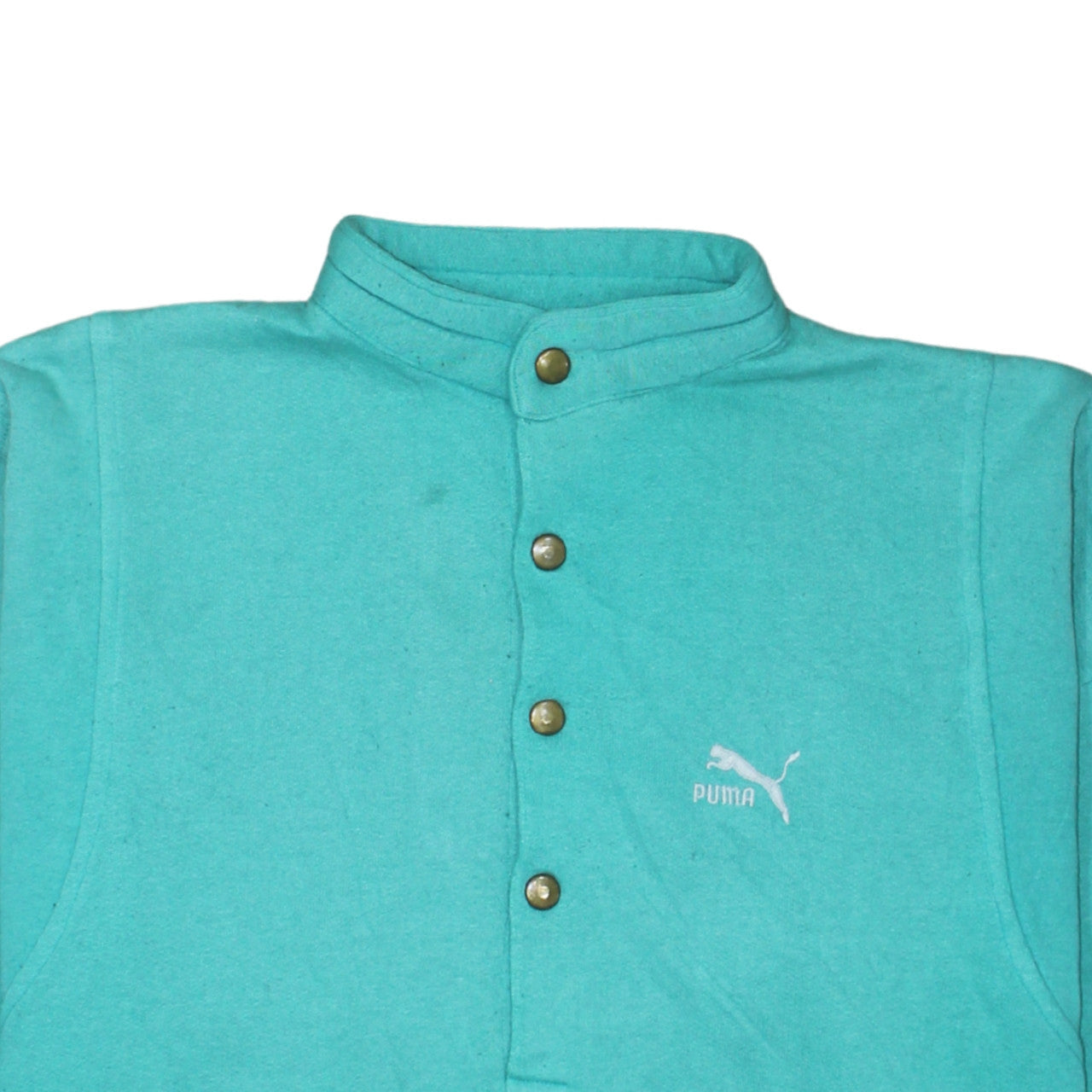 Puma Men's Green Henley Sweatshirt M Vintage Fleece Pullover