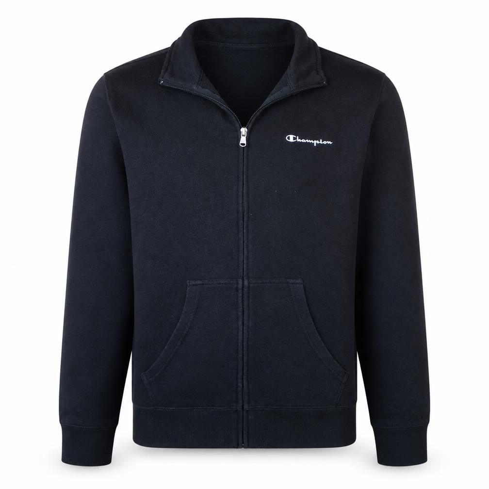 Front view of Champion Men's Black Full Zip Sweatshirt, size S