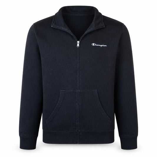 Front view of Champion Men's Black Full Zip Sweatshirt, size S