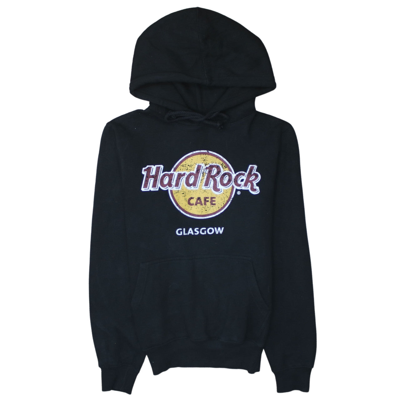 Hard Rock Cafe Glasgow Black Pullover Hoodie Women Small Cotton Blend