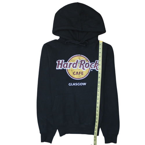 Hard Rock Cafe Glasgow Black Pullover Hoodie Women Small Cotton Blend