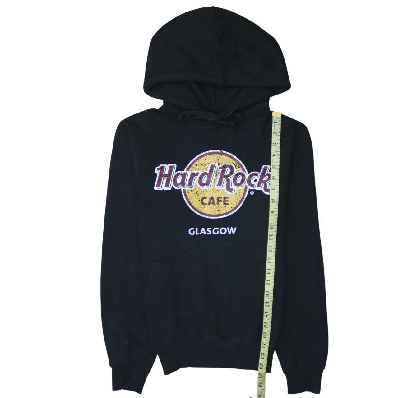 Hard Rock Cafe Glasgow Black Pullover Hoodie Women Small Cotton Blend