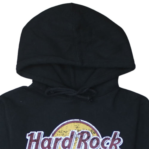 Hard Rock Cafe Glasgow Black Pullover Hoodie Women Small Cotton Blend