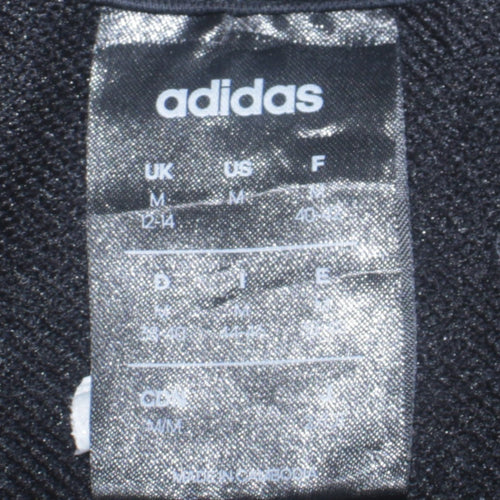 Adidas Womens Black Pullover Hoodie UK 12-14 Medium Logo Print