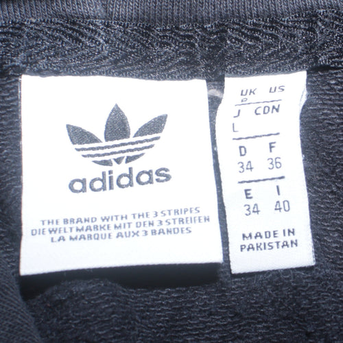 Adidas Women Black Pullover Hoodie Size 8 Logo Tape Sleeve Casual