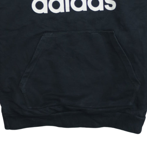 Adidas Women Black Pullover Hoodie Size 8 Logo Tape Sleeve Casual