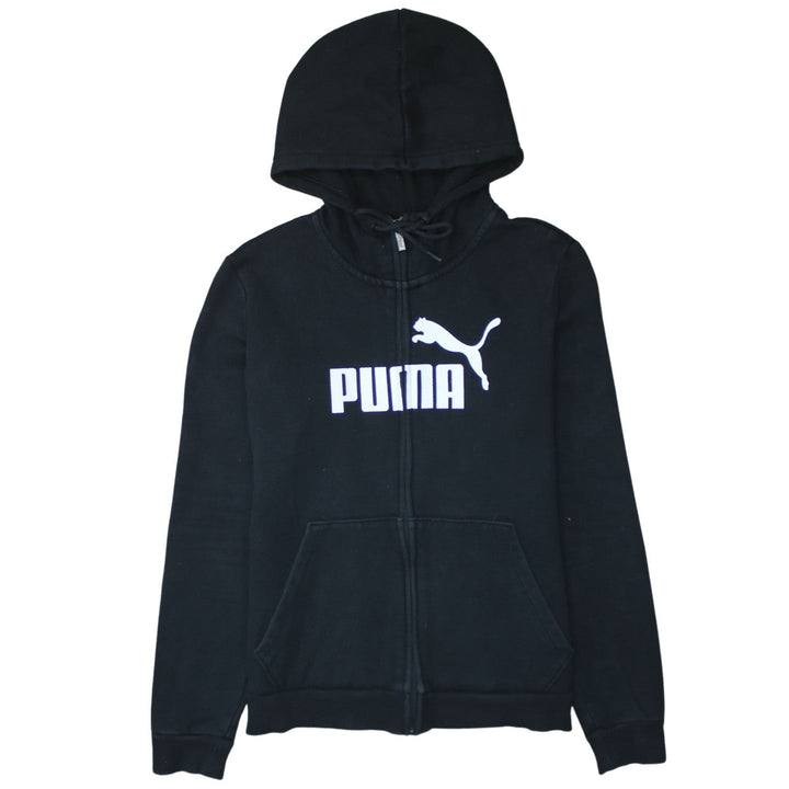 Puma Womens Black Full Zip Hoodie Size L Cotton Blend Athletic