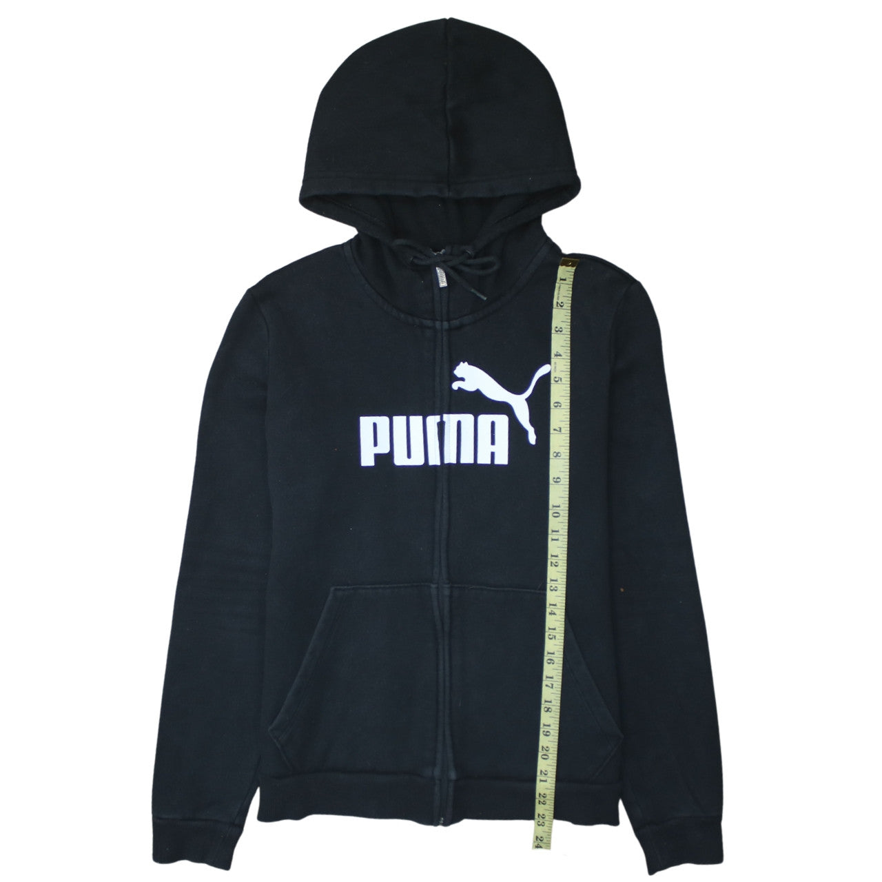 Puma Womens Black Full Zip Hoodie Size L Cotton Blend Athletic