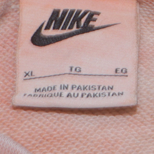 Nike Girls Peach Tie-Dye XL Sweatshirt with Daisy Embroidery