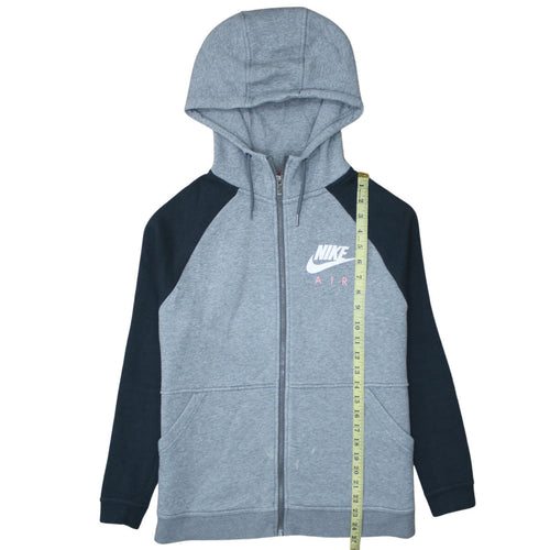 Nike Air Women's Grey & Black Full Zip Hoodie M Cotton Blend