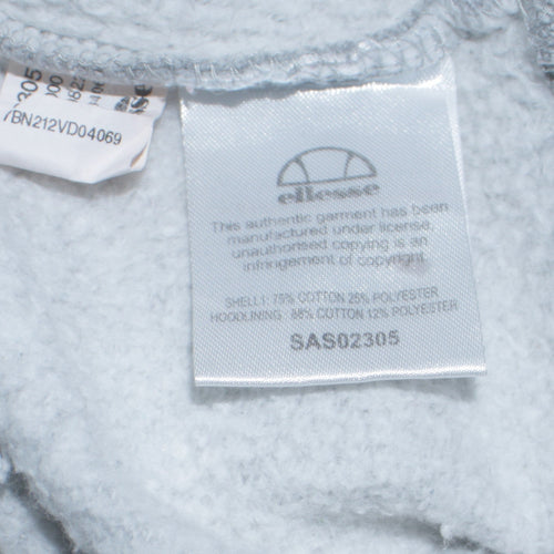 Ellesse Womens Grey Hoodie UK 10 Pullover Logo Cotton Blend