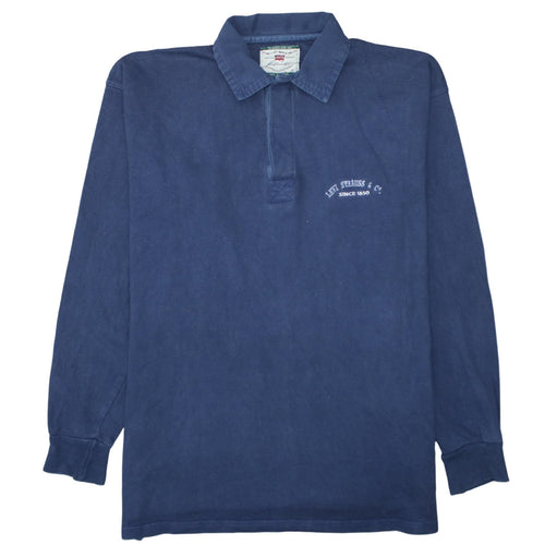 Levi's Men's Blue Long Sleeve Polo Shirt L Vintage Cotton