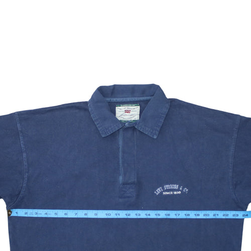 Levi's Men's Blue Long Sleeve Polo Shirt L Vintage Cotton