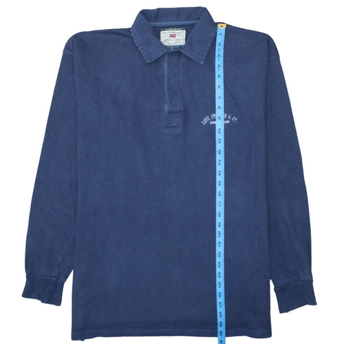 Levi's Men's Blue Long Sleeve Polo Shirt L Vintage Cotton