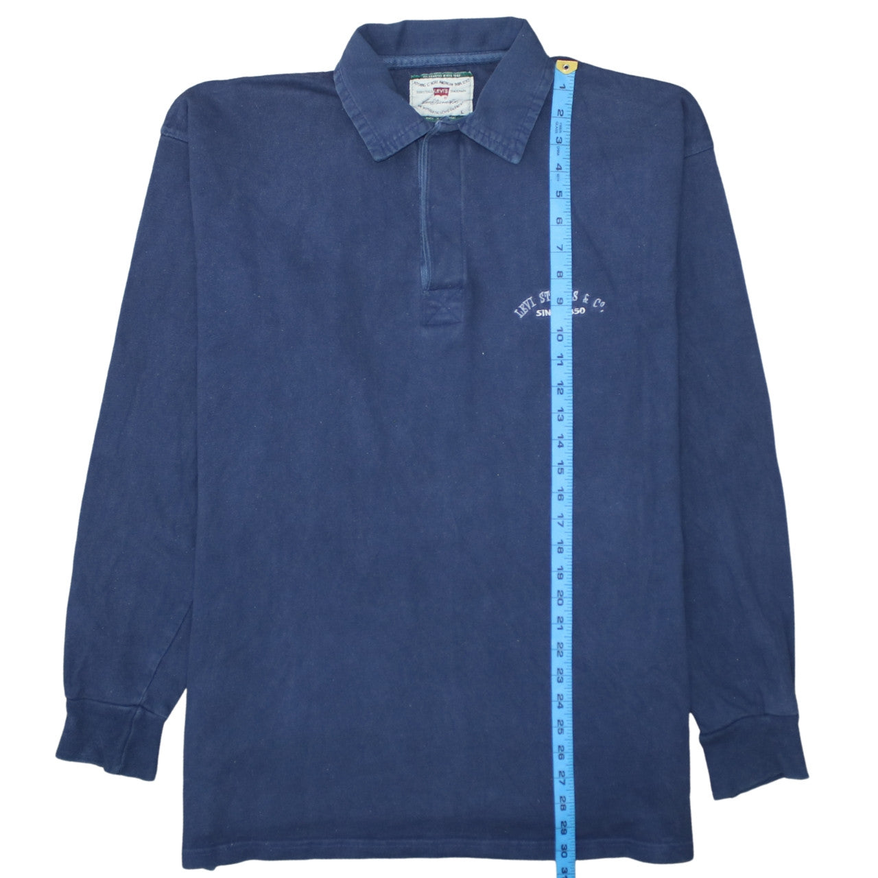 Levi's Men's Blue Long Sleeve Polo Shirt L Vintage Cotton