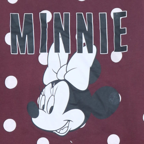 Disney Women Burgundy Minnie Mouse Polka Dot Pullover Sweatshirt Size S