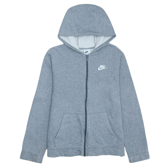 Nike Boys Grey Full Zip Hoodie XL (158-170cm) Cotton Blend Casual
