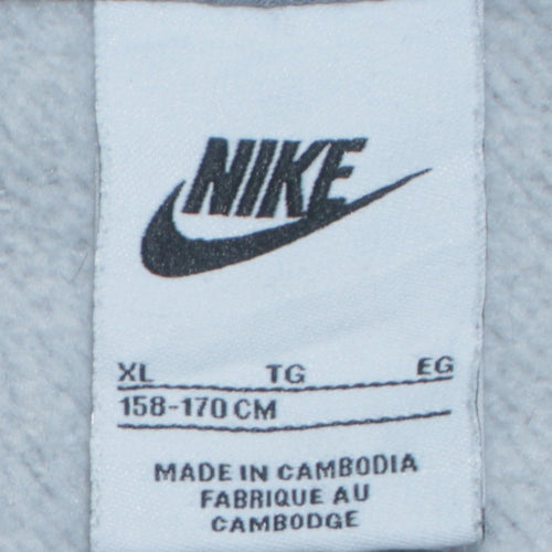 Nike Boys Grey Full Zip Hoodie XL (158-170cm) Cotton Blend Casual
