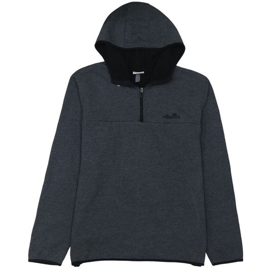 Ellesse Men's Grey 1/4 Zip Hooded Pullover Sweatshirt L