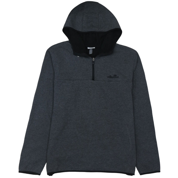 Ellesse Men's Grey 1/4 Zip Hooded Pullover Sweatshirt L