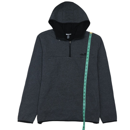 Ellesse Men's Grey 1/4 Zip Hooded Pullover Sweatshirt L