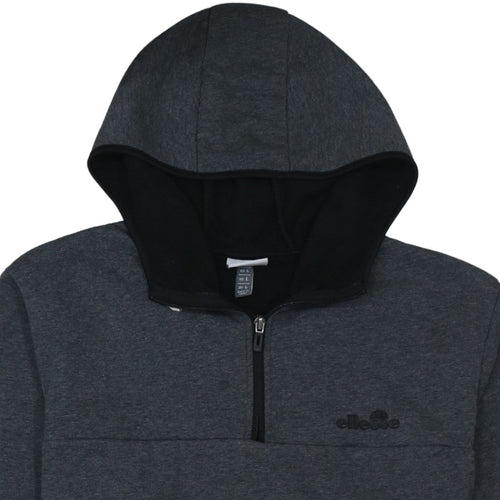 Ellesse Men's Grey 1/4 Zip Hooded Pullover Sweatshirt L