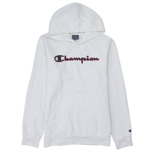 Champion Boys White XL Pullover Hoodie with Logo Print