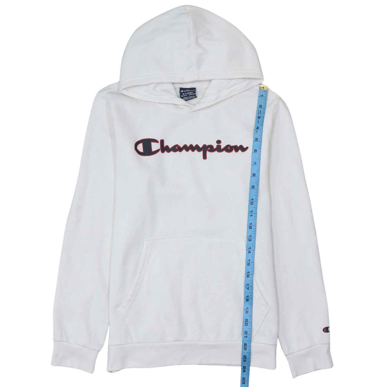 Champion Boys White XL Pullover Hoodie with Logo Print