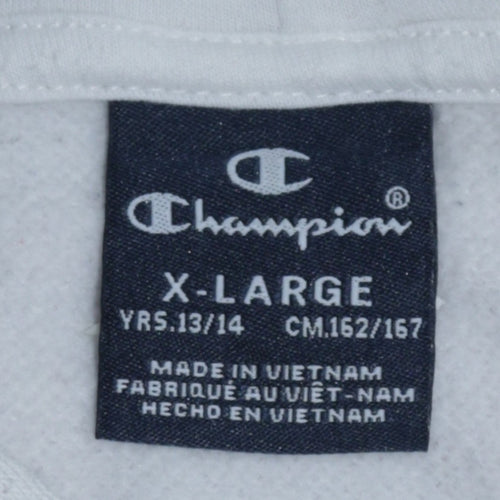 Champion Boys White XL Pullover Hoodie with Logo Print