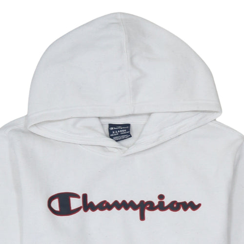 Champion Boys White XL Pullover Hoodie with Logo Print
