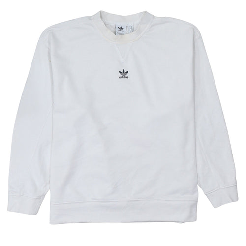 Adidas Women White Crew Neck Pullover Sweatshirt XS Cotton Logo