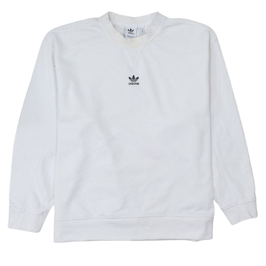 Adidas Women White Crew Neck Pullover Sweatshirt XS Cotton Logo