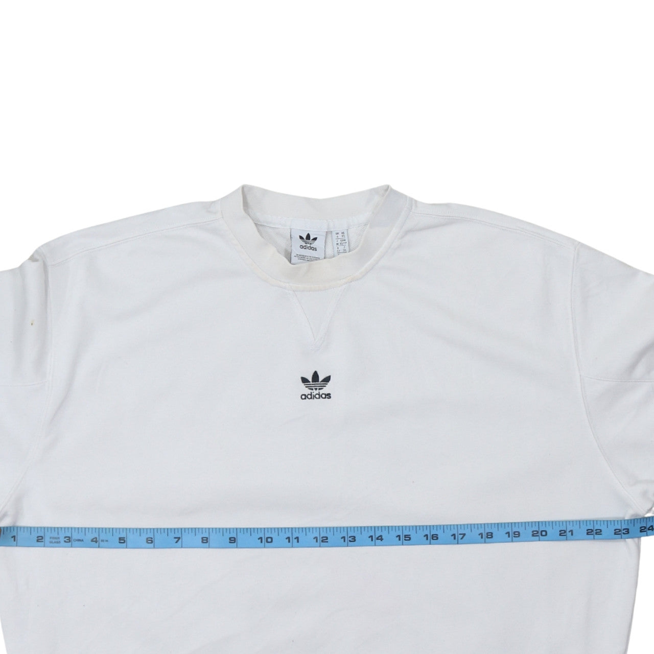 Adidas Women White Crew Neck Pullover Sweatshirt XS Cotton Logo