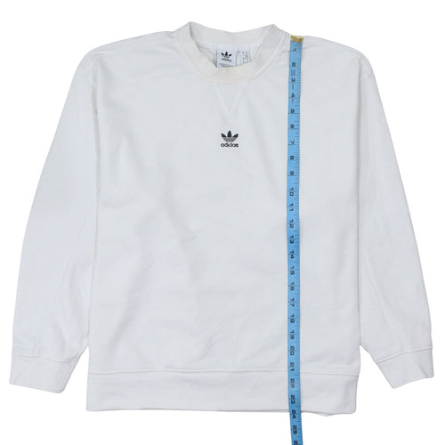 Adidas Women White Crew Neck Pullover Sweatshirt XS Cotton Logo