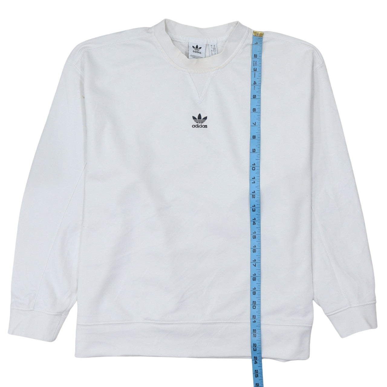 Adidas Women White Crew Neck Pullover Sweatshirt XS Cotton Logo