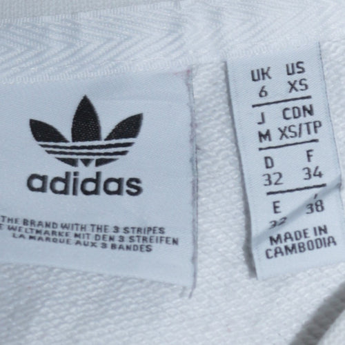 Adidas Women White Crew Neck Pullover Sweatshirt XS Cotton Logo
