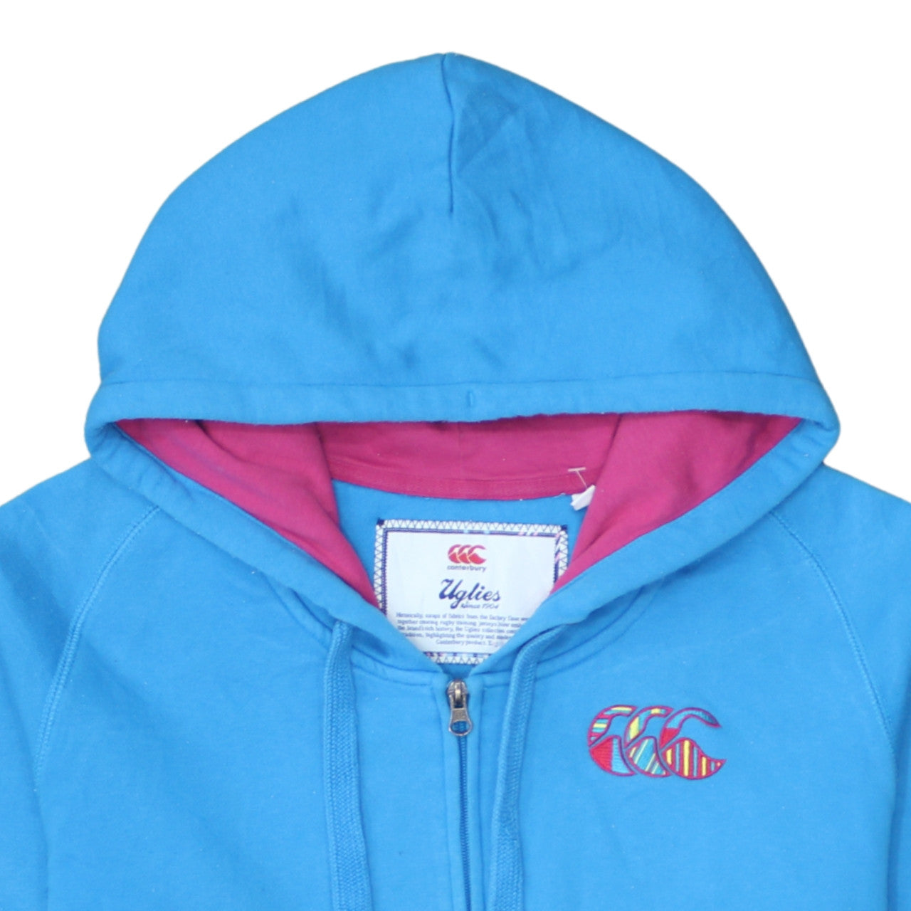 Canterbury Women's Blue Full Zip Hoodie Size 14 Relaxed Fit Lined