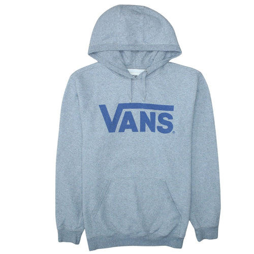 Vans Men's Grey Pullover Hoodie Size L - Logo Fleece Sweatshirt