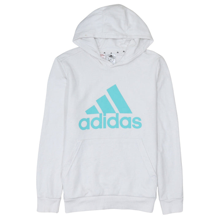 Adidas Boys White Hooded Pullover Hoodie 13-14 Years Cotton Blend